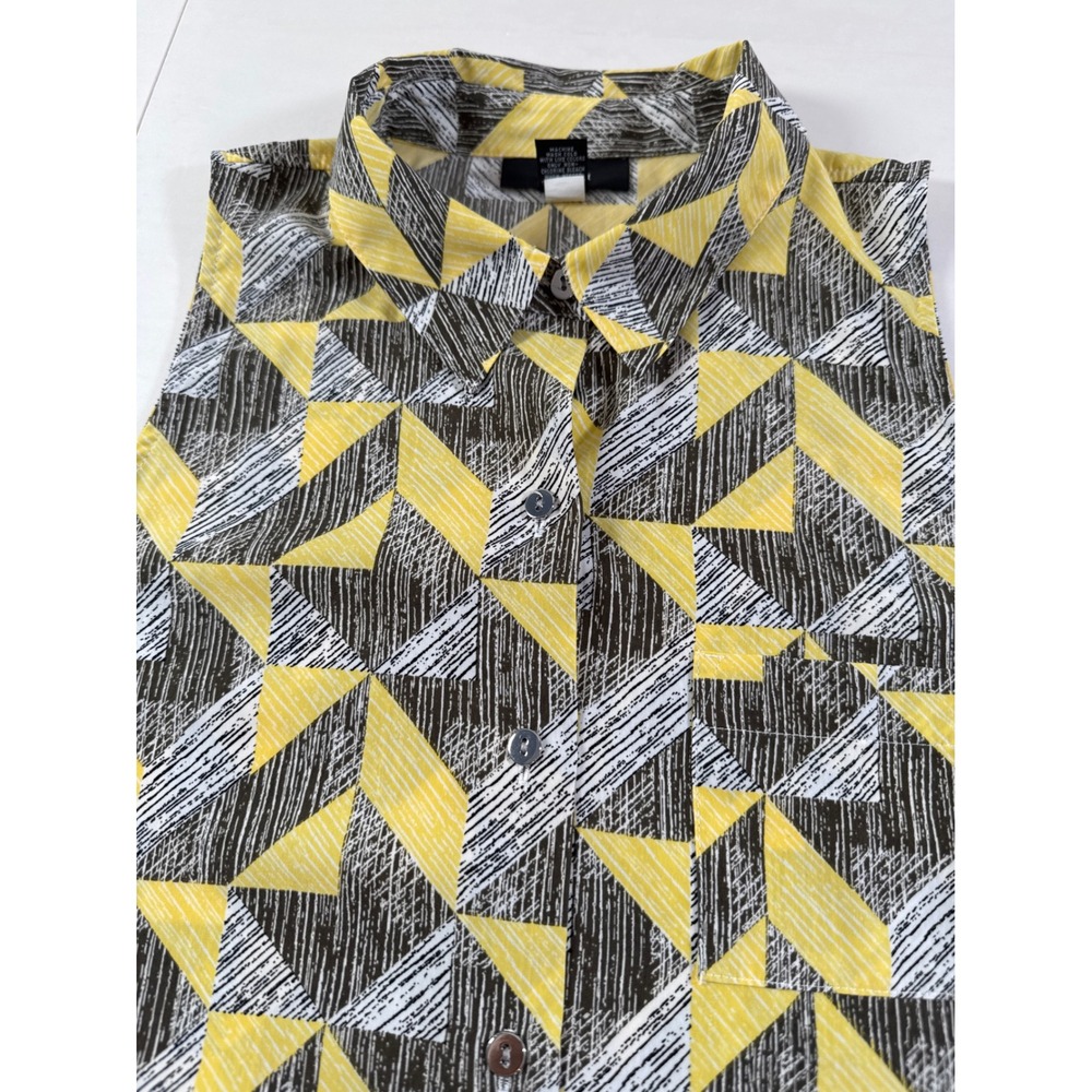 Alfani Womens Yellow Grey‎ Geometric Triangle Sleeveless Button Front Dress 10 - Picture 9 of 9
